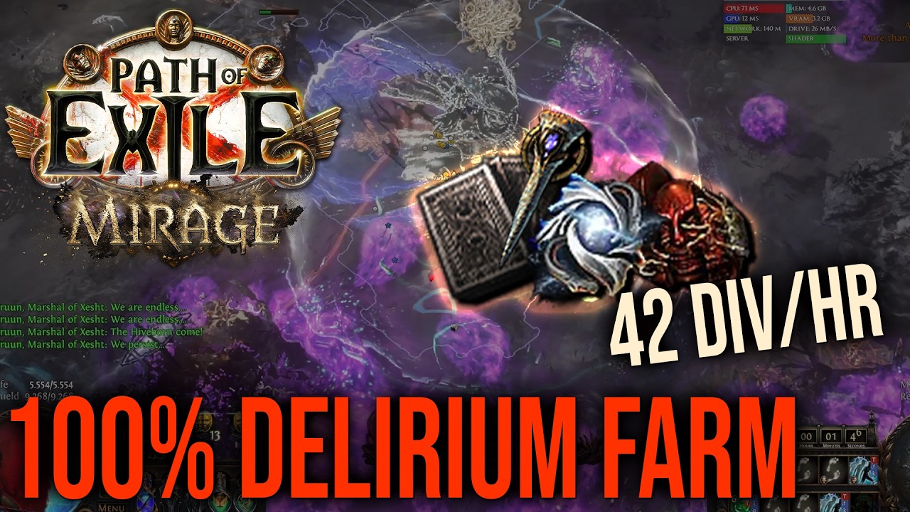 100% delirium farm for stacked deck, chisel, refracting fog and volatile orb - Path of exile 1