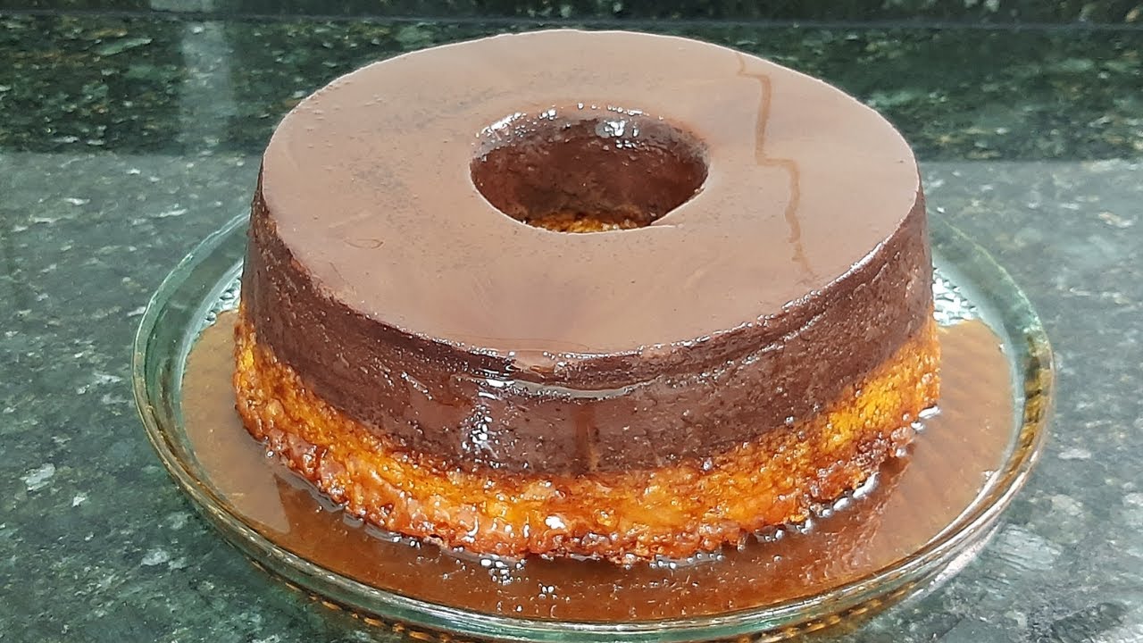 BOLO PUDIM DE CENOURA COM CHOCOLATE IRRESISTÍVEL