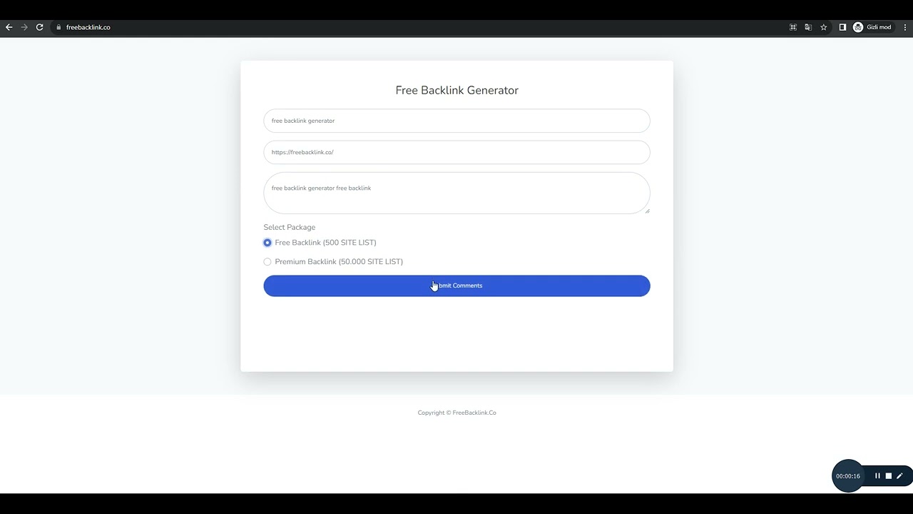 Free Backlink Generator - Wordpress Comment Backlink