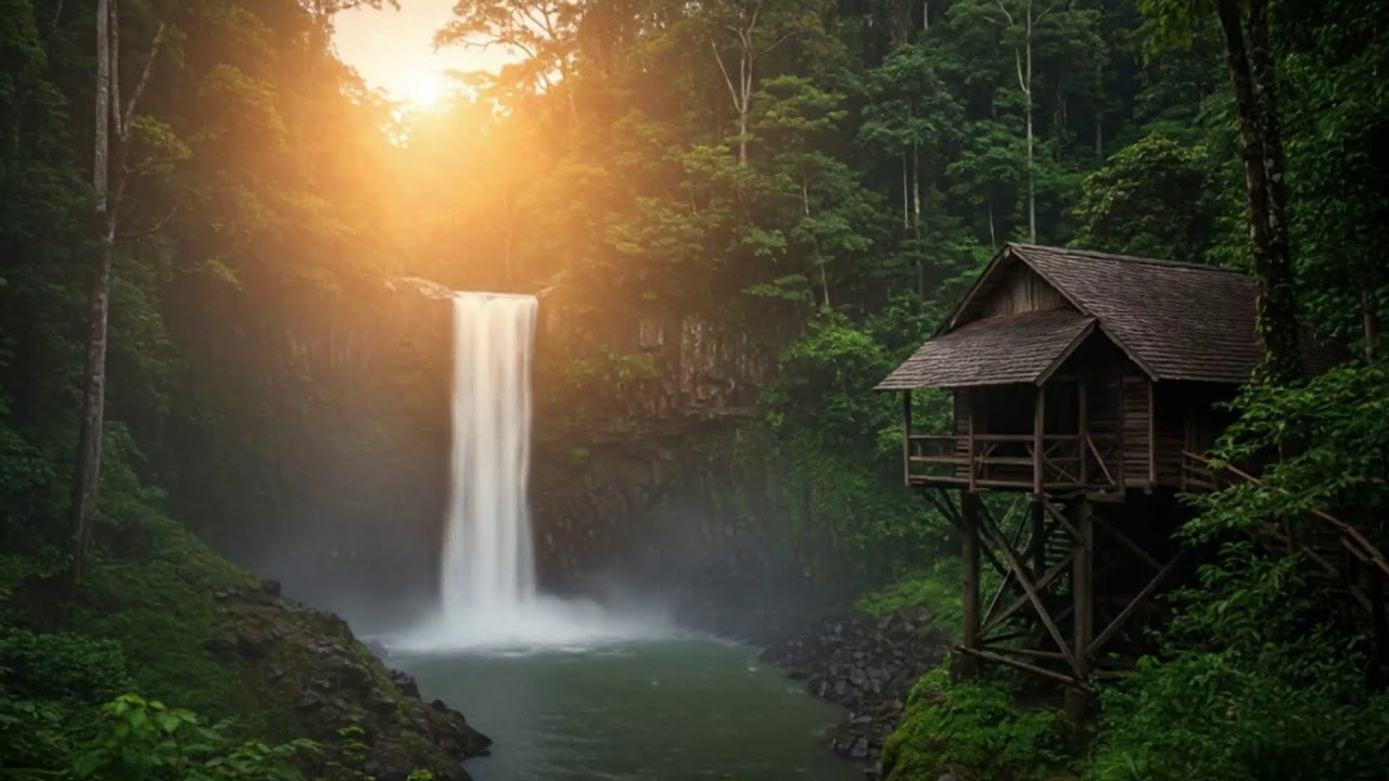 Relaxing Jungle Waterfall Stream 🌿 Soothing River White Noise | Smart TV 4K Ambient LIVE Loop