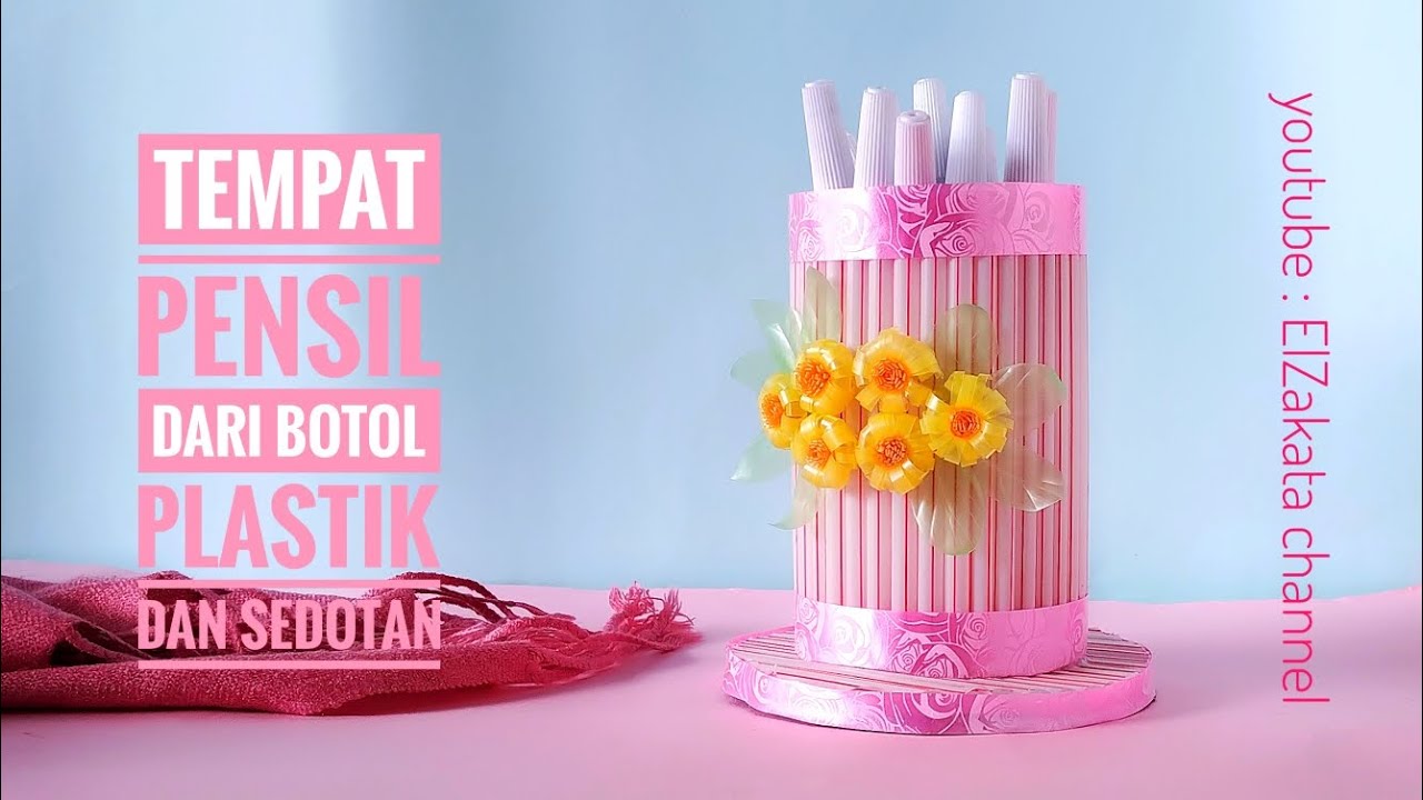Tempat pensil dari botol plastik dan sedotan || DIY pencil case