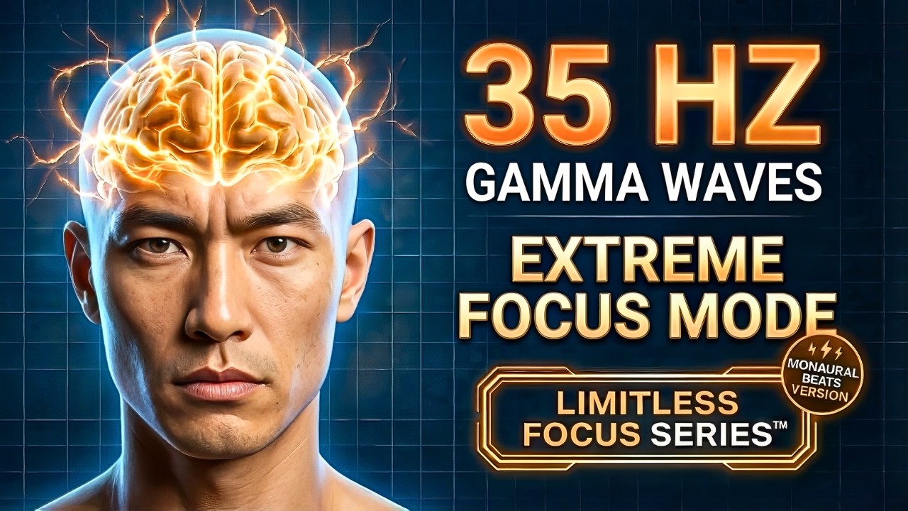 35 Hz Gamma Waves Monaural Beats | Extreme Focus Mode | Limitless Focus Series™