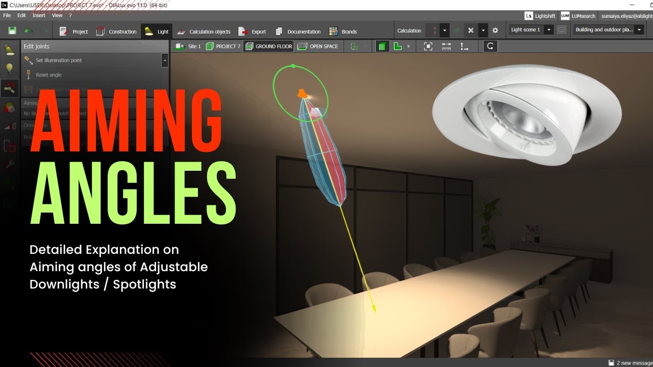 How to Perfectly Aim and Adjust Your Adjustable Downlights in DIALux Evo