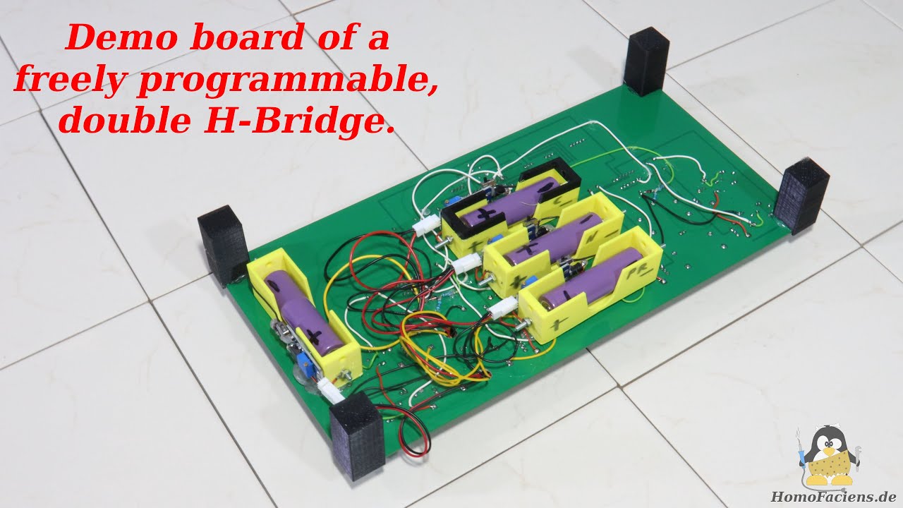 Demoboard of an Open Source, freely programmable double H Bridge