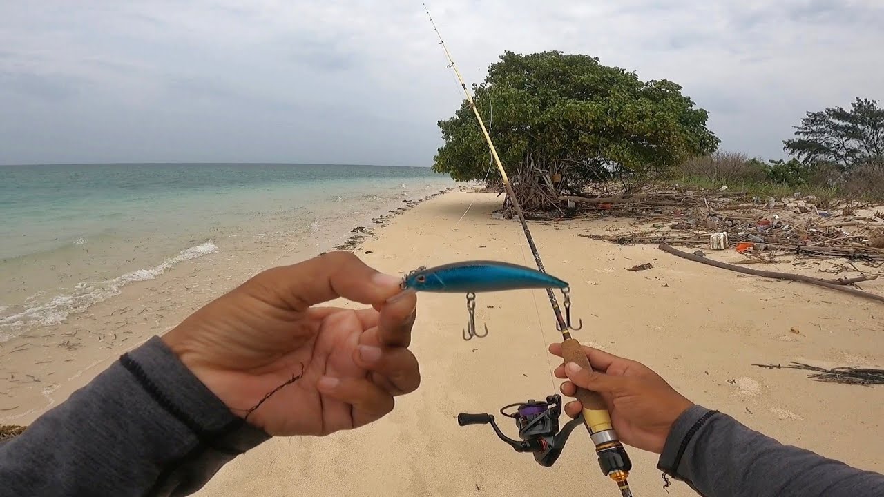 Casting pinggir pantai ternyata minnow ini sampe dibuat babak belur