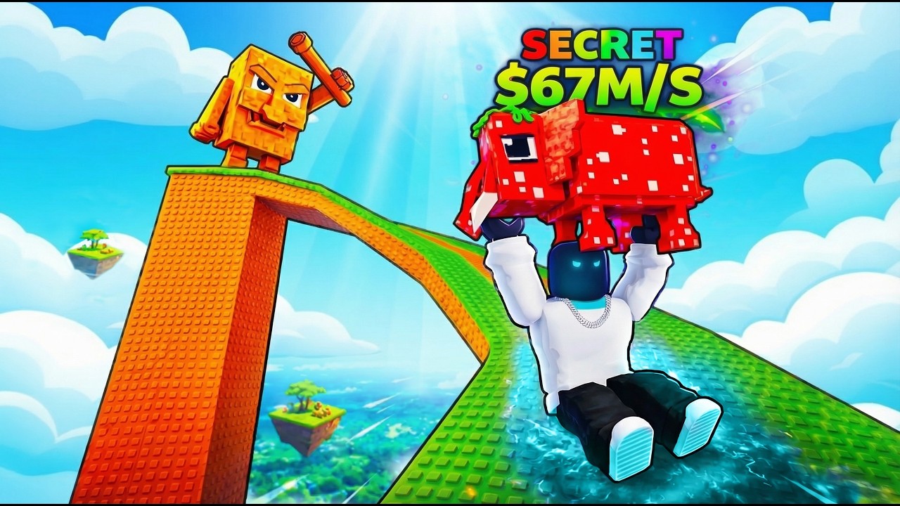 NOOB reaches SECRET section in Slide For Brainrots!