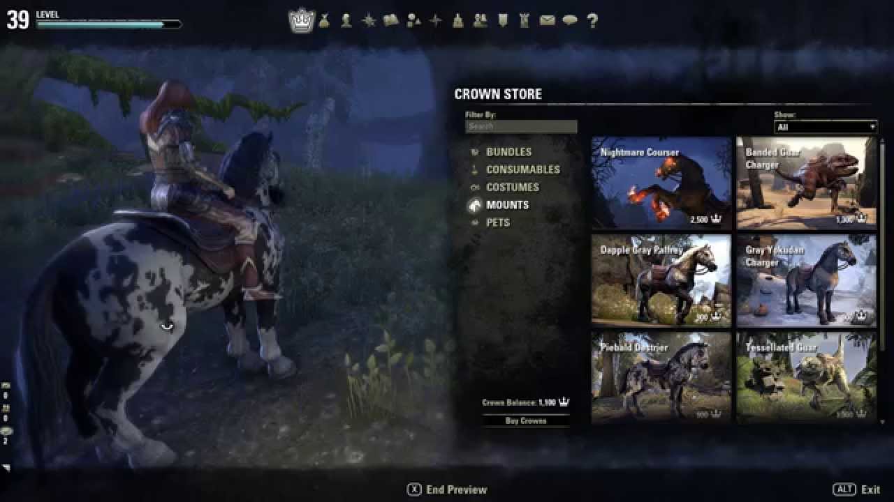 Eso new mount and pets from the in game store