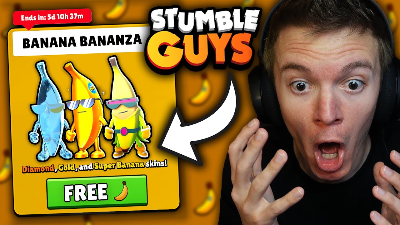 *НОВЫЕ* БЕСПЛАТНЫЕ СКИНЫ БАНАНОВ В STUMBLE GUYS! (АЛМАЗНЫЕ, ЗОЛОТЫЕ И СУПЕР)