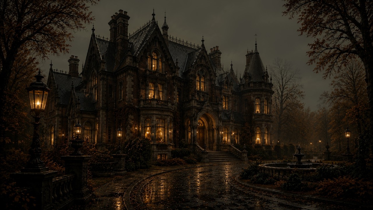 Melancholy Autumn Rain at the Old Gothic Manor | Dark Academia Piano for Studying & Reading