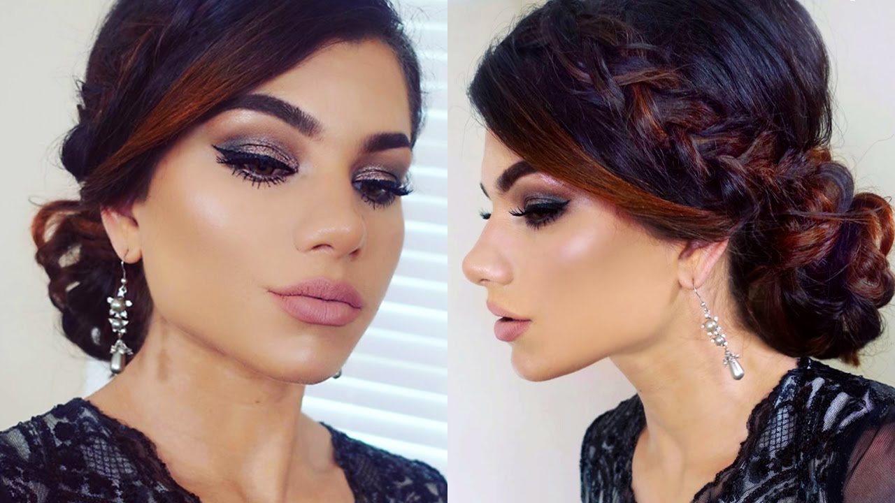 Dramatic PROM Makeup Tutorial! + Elegant Braid Bun Updo!