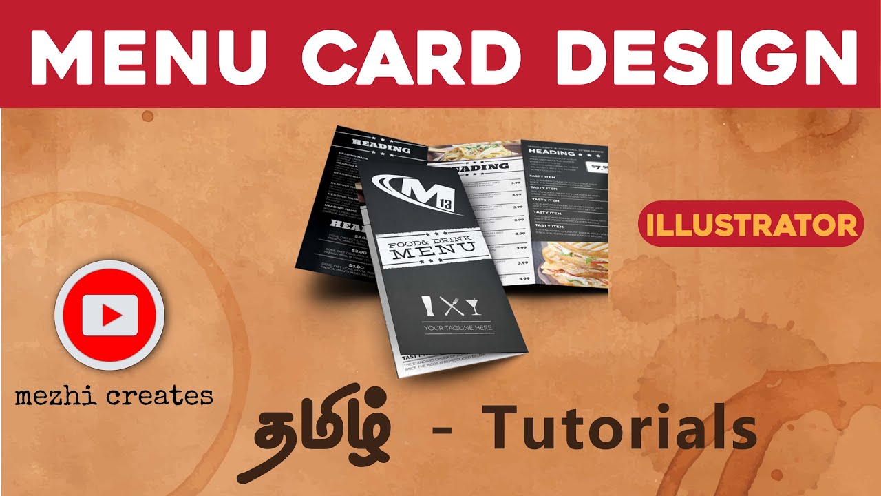 Menu card design in illustrator - Tamil tutorials - Mezhi creates
