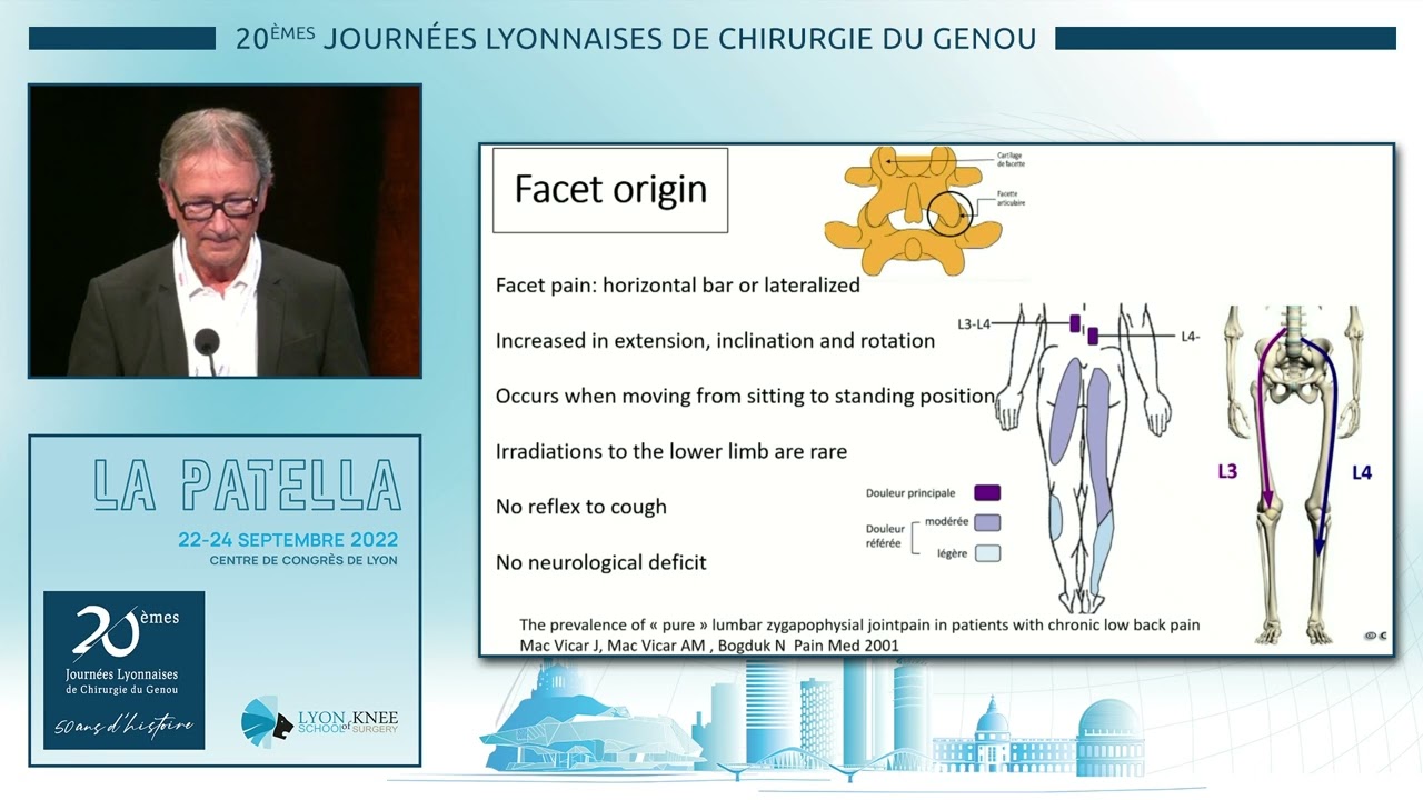 J1-La douleur du genou d&rsquo;origine vert&eacute;brale. G. Leblay