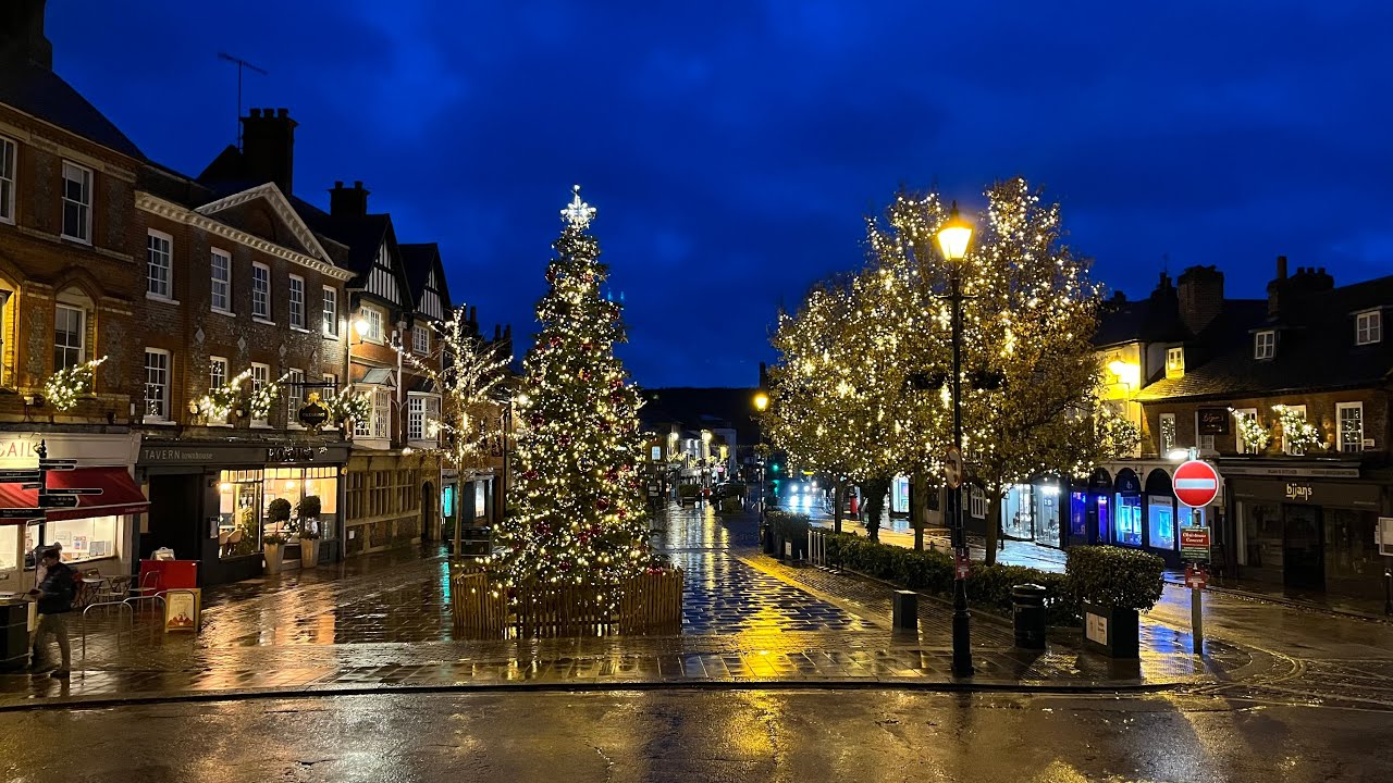 On the First Day of Christmas - Rain Walk in a Traditional English Town