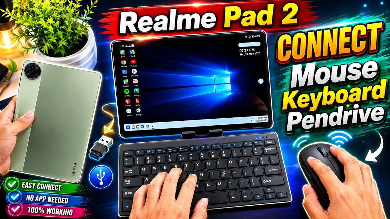 Realme pad 2 Connect keyboard mouse pendrive | Realme tablet pendrive connect#mobile #otg#keyboard
