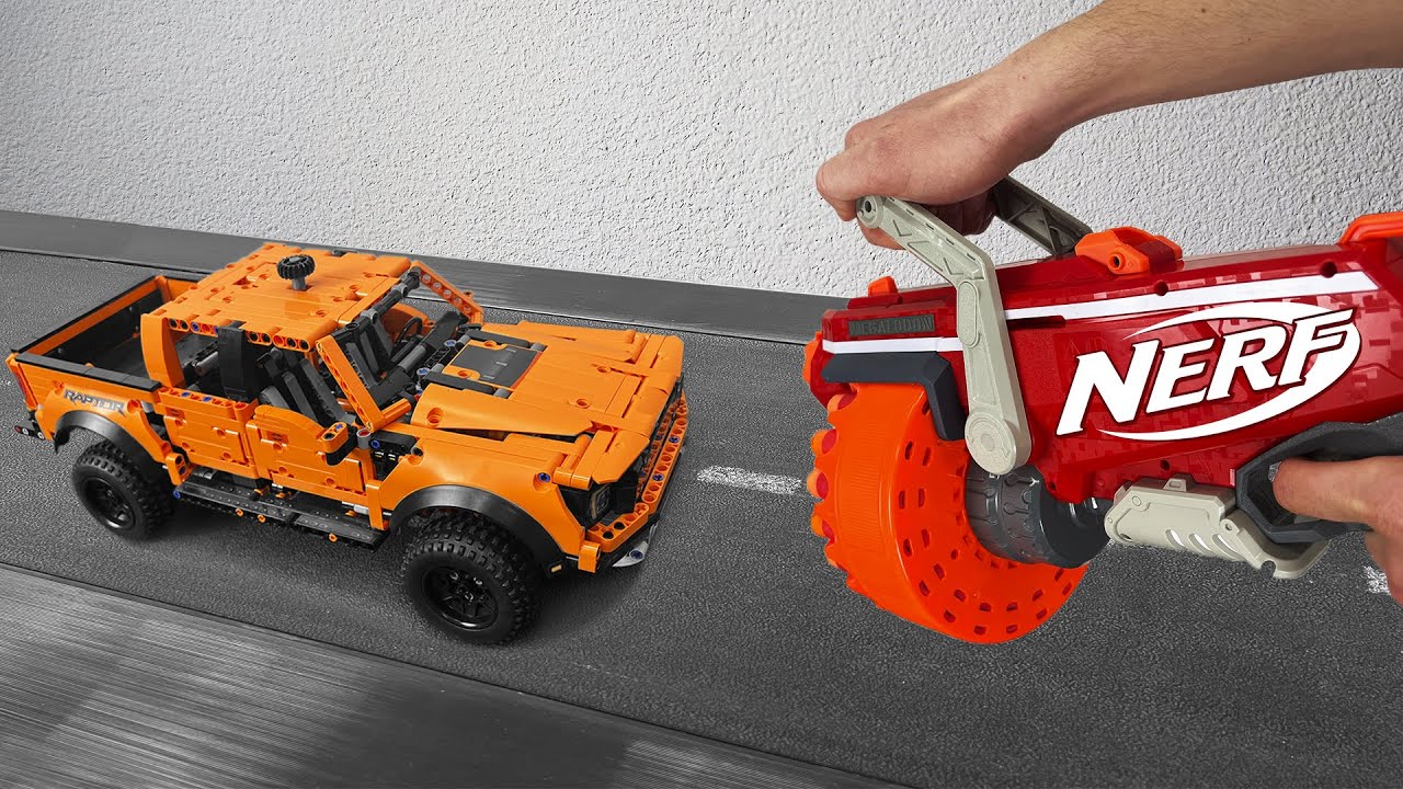 Ford F-150 Raptor VS Nerf Gun on Treadmill &ndash; Lego Technic CRASH Test