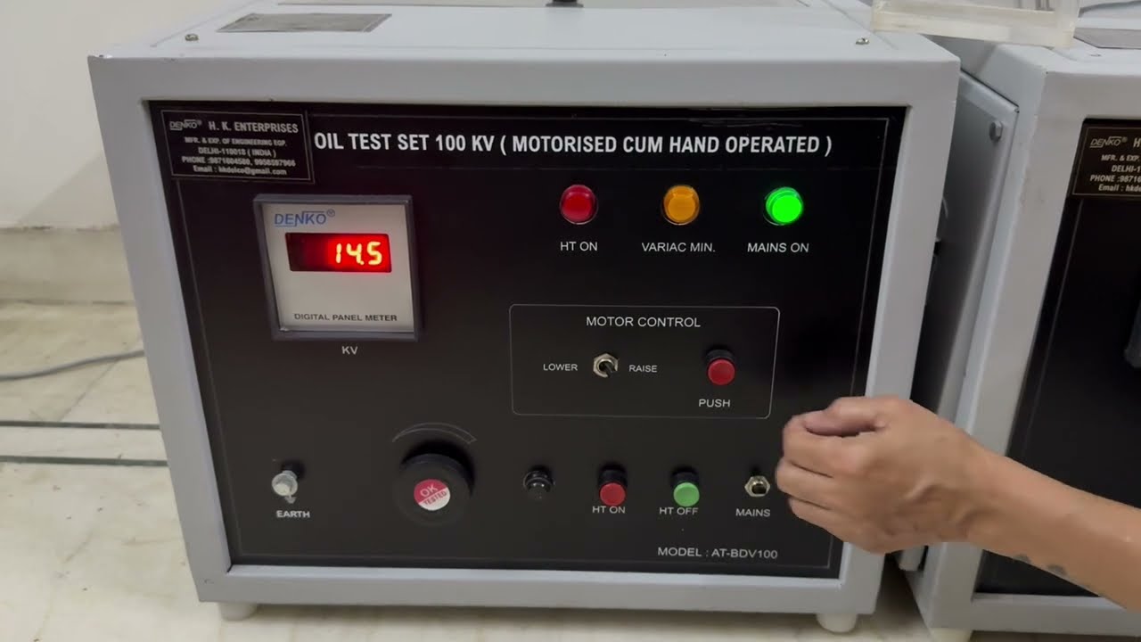DENKO OIL BDV TEST SET / TRANSFORMER OIL TESTING KIT 100 KV AUTOMATIC DEMONSTRATION