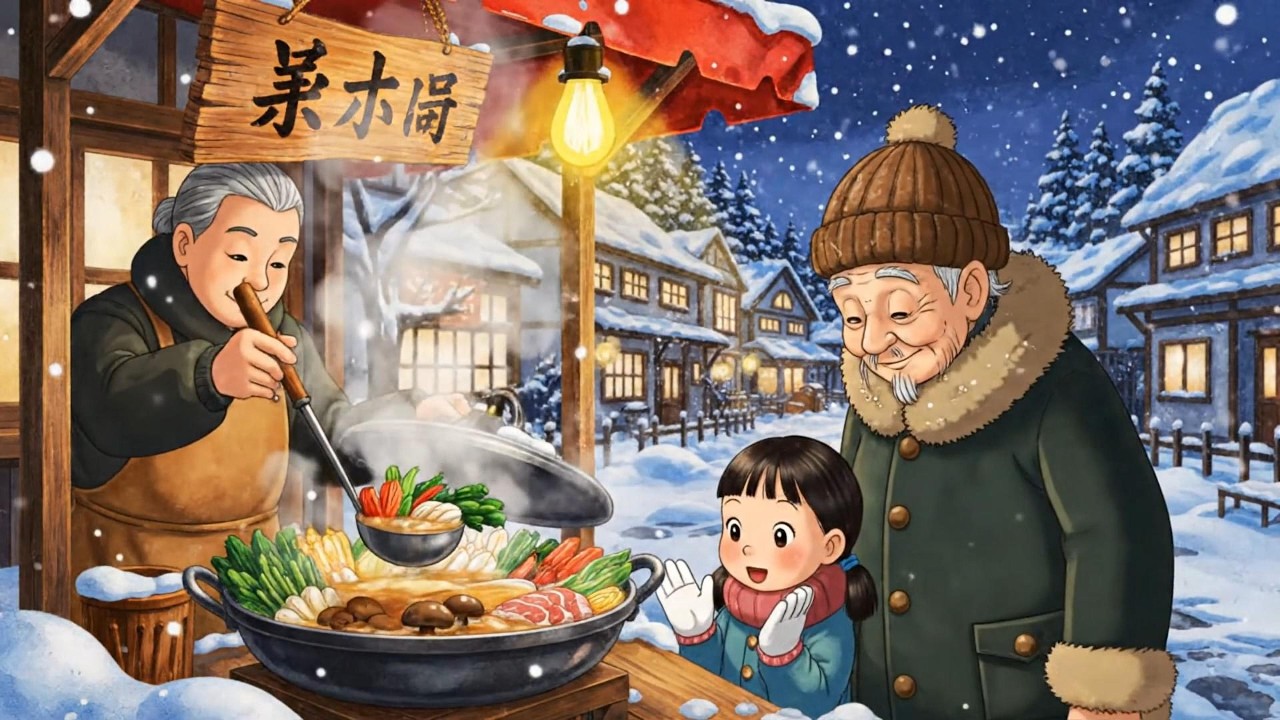 Cozy Ghibli Winter Childhood Ambience | Warm Kitchen & Grandparent Memories
