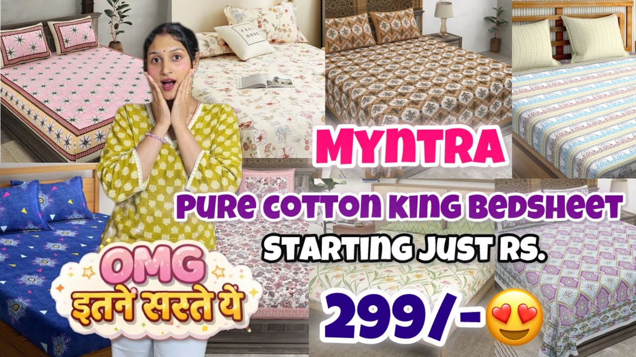 Myntra Pure Cotton Bedsheet Haul🧡| Starting Rs.299/-🤑| Myntra haul | #myntra #homedecor 