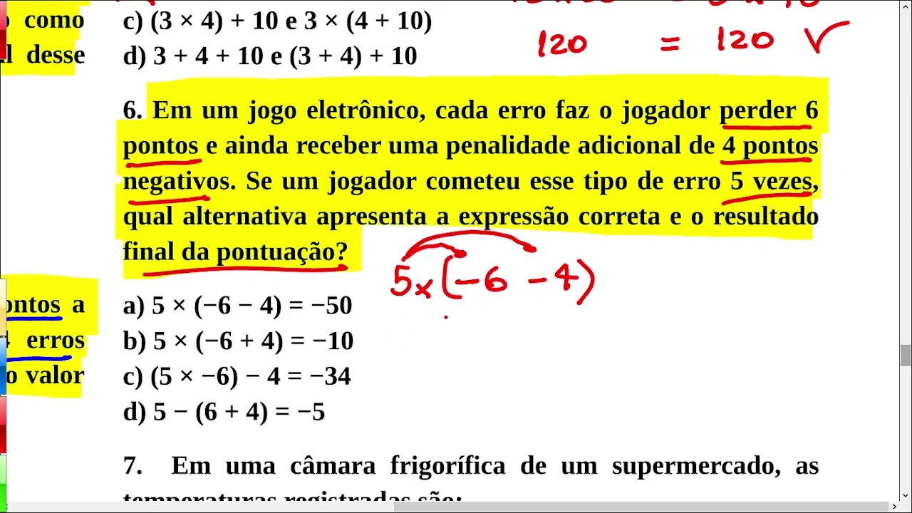 007 01 Exercícios Números Inteiros Multiplicação,Propriedades, Divisão Exata, Gráfico de Barras, Exp