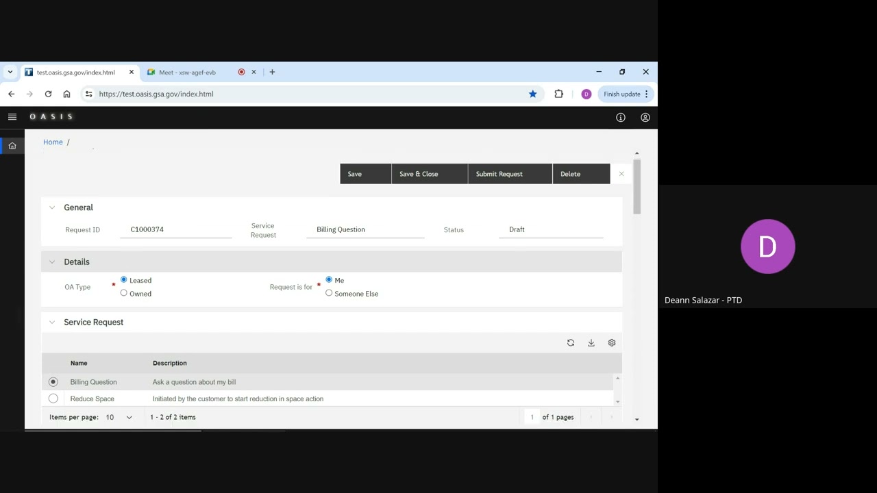 Submit a Billing Question in OASIS