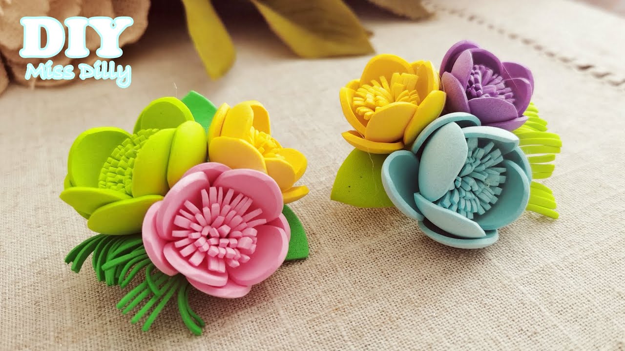Flower Craft Ideas with Foam Sheet🌸Easy Flowers🌸Eva foam flowers ideas #51