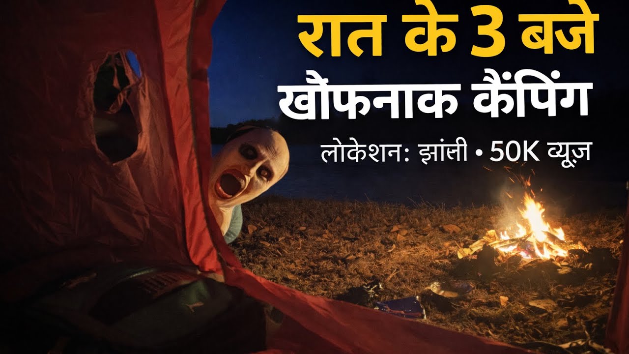 🌑 रात 3 बजे रिवरसाइड पर आया डरावना मेहमान! 😱#camping #campingvlog #horrorcamping #vlog #myfirstvlog 