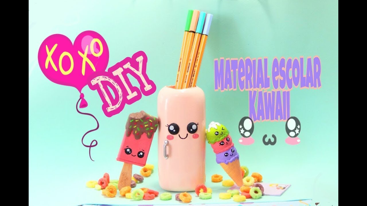 DIY KAWAII/ Material escolar  com material reciclado Ft Poly Gonçalves - DIY SCHOOL SUPPLIES