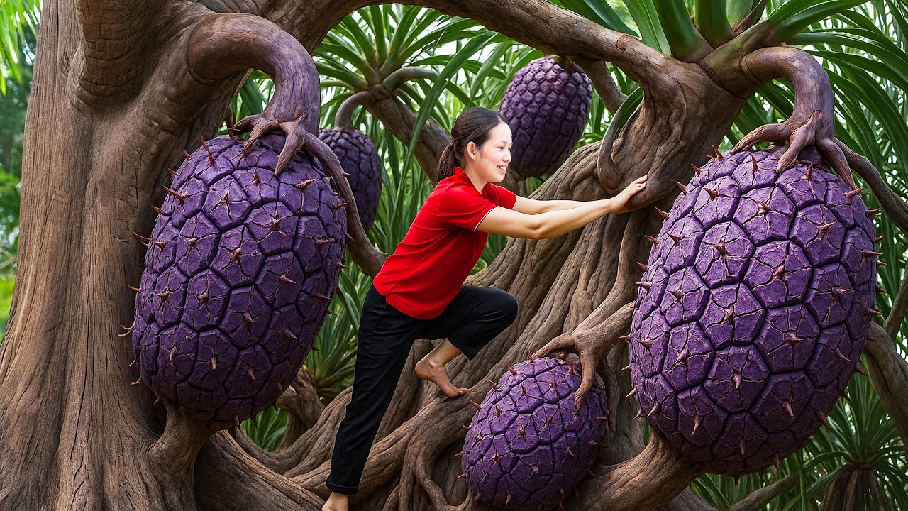 Harvests Giant Wild Purple Pineapples in Jungle | Peel & Cook to Sell Out Fast at Countryside Market