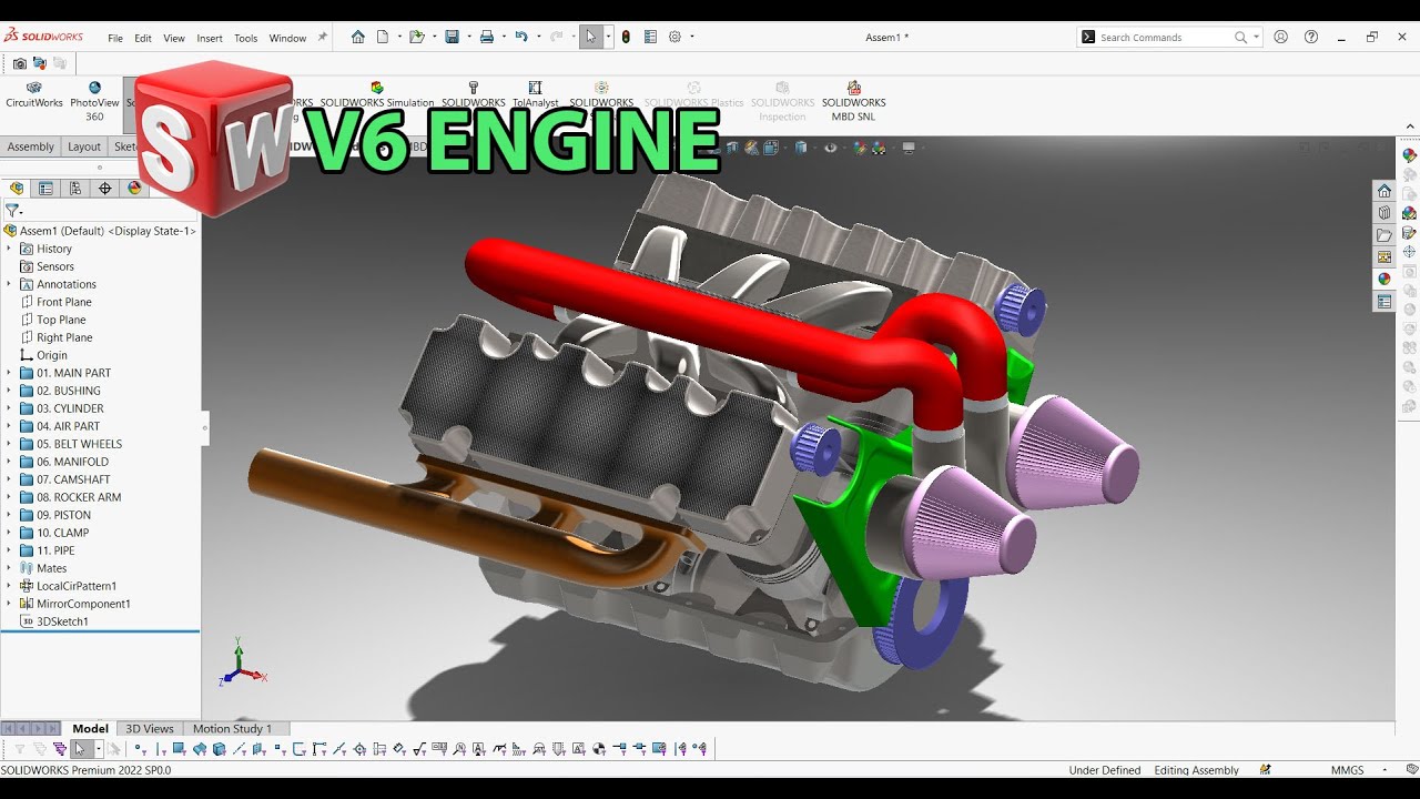 V6 Engine - Assembly - Design by Solidworks