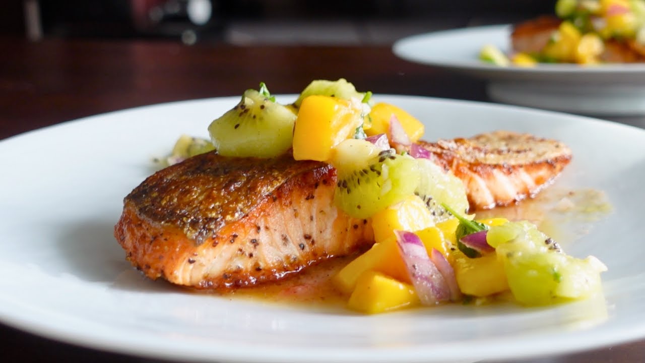 Kiwi-Glazed Salmon with Vibrant Fruit Salsa: A Culinary Symphony