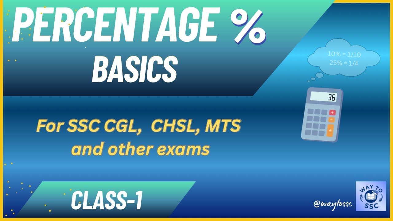 Percentage Basics | Class-1 | Start your SSC Journey Here | For SSC CGL, CHSL, MTS and other exams
