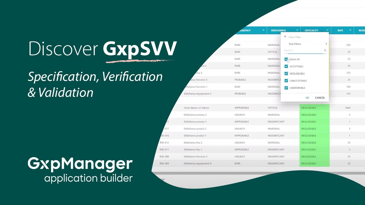GxpManager - GxpSVV - Specification Verification Validation