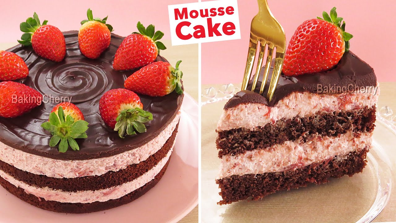 Fluffy CHOCOLATE CAKE with Strawberry Mousse and Chocolate Ganache | Cake Recipe