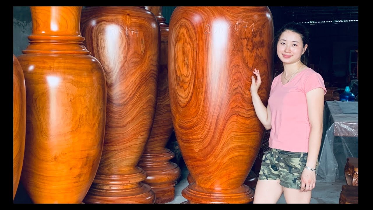 Lộc Bình Đẹp:5 cặp Lộc Bình Cao 250cm, 240cm, 220cm gỗ Hương Đỏ Nam Phi Vân đẹp