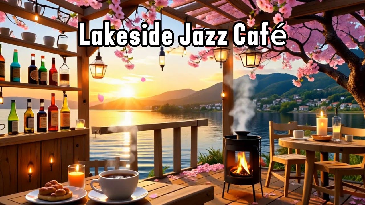 Relaxing Coffee Shop Jazz 🎷 Cozy Lakeside Café Ambience