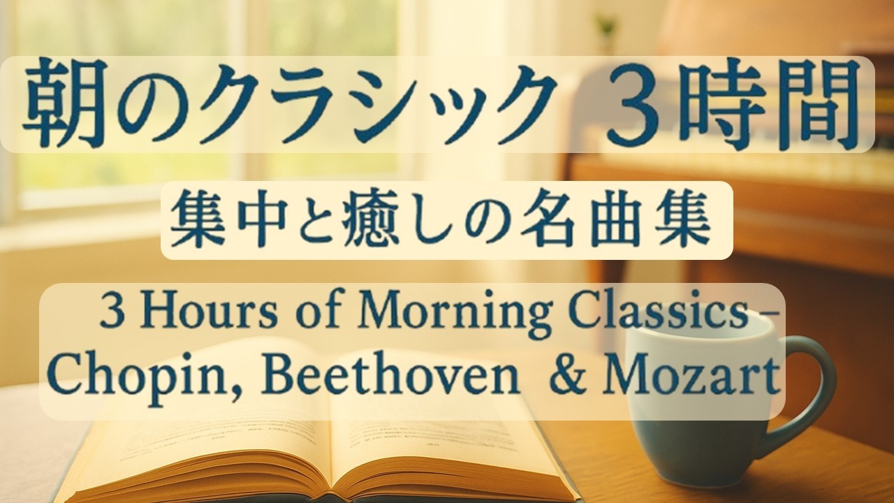 【朝のクラシック3時間】集中と癒しの名曲集｜ショパン・ベートーヴェン・モーツァルト総集編
