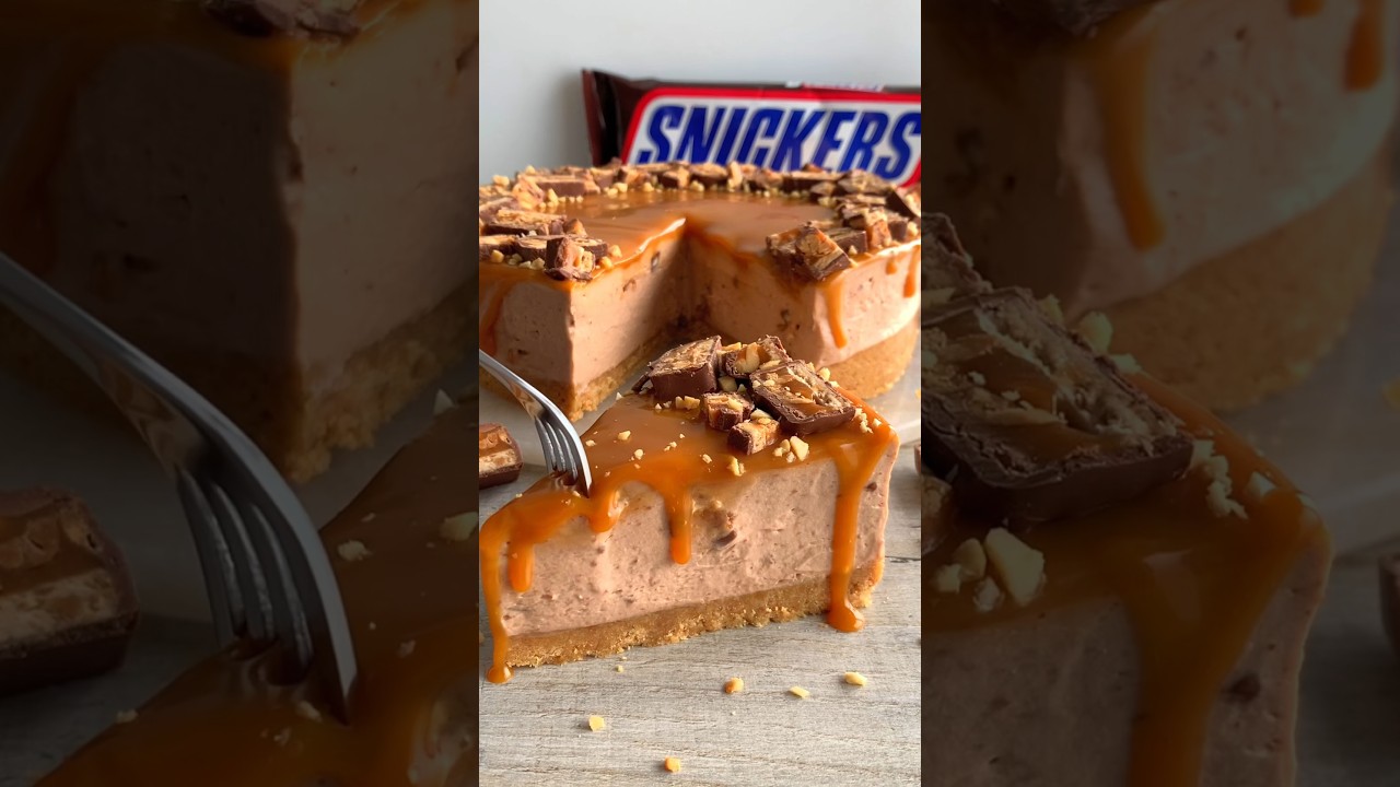 Would you try this Snickers Cheesecake? #recipe #baking #easyrecipe