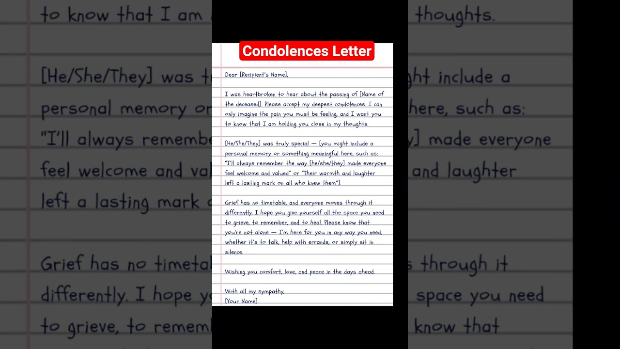 condolences letter #condolencesletter #condolences