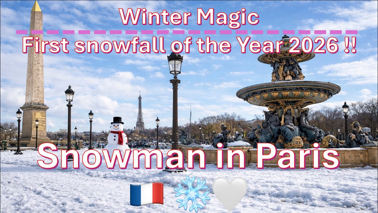 First snowfall of the Year 2026 in Paris, France 🇫🇷❄️🤍