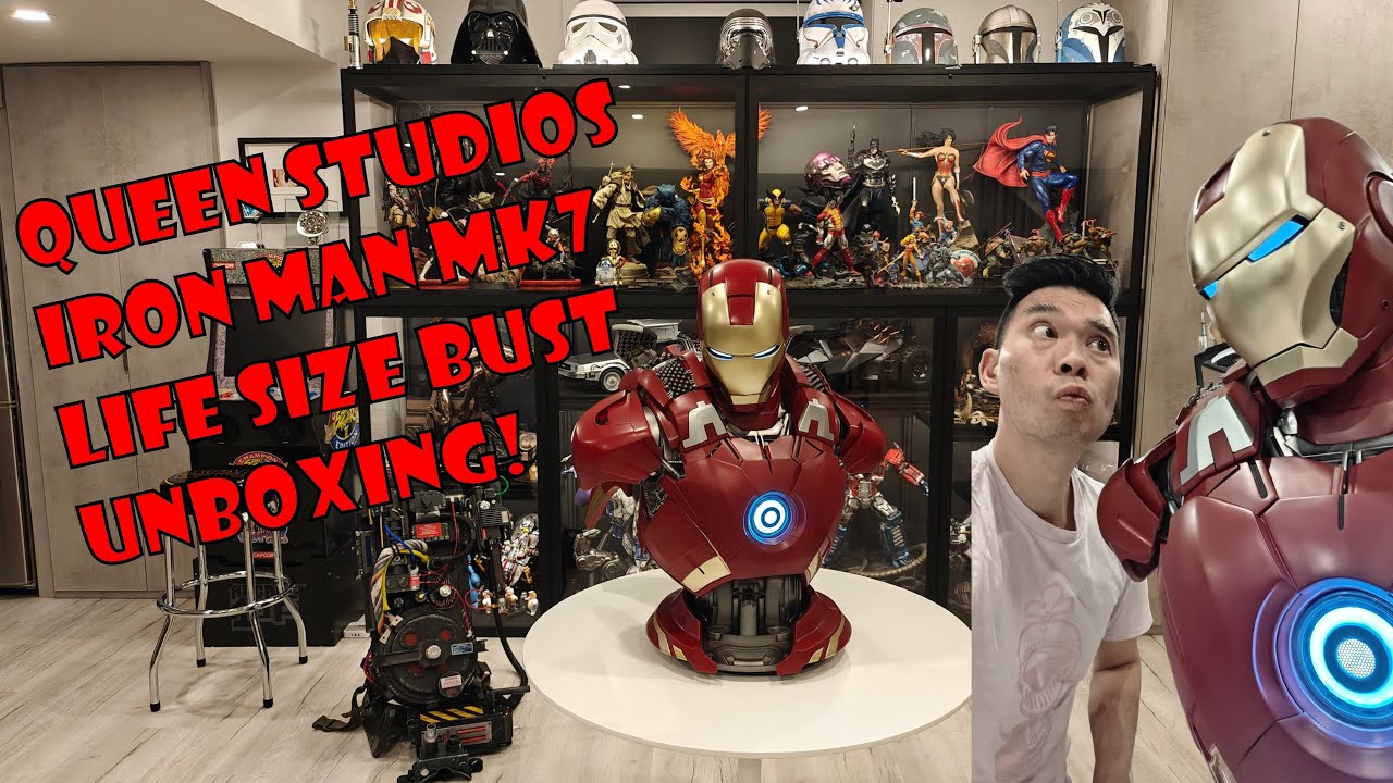 Iron Man MK7 Queen Studios Marvel Avengers Life Size Bust! Unboxing, Assembly and Review Video!!!
