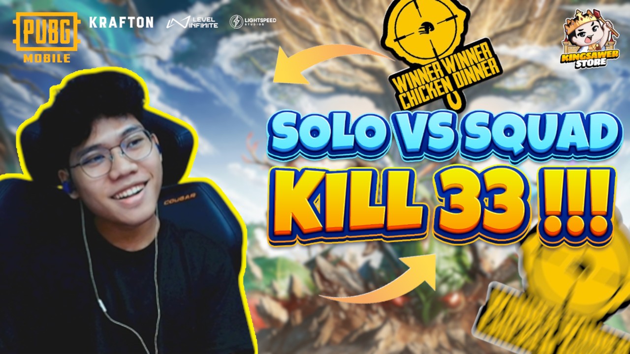SOLO VS SQUAD | KILL 33❗II PUBG MOBILE V4.2 - KINGSAWERSTORE.ID