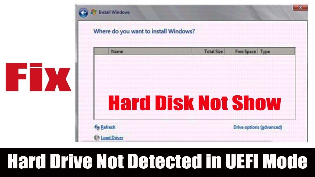 Hard Disk Not Show While Install Windows 7 - UEFI Mode & Secure Boot Mode