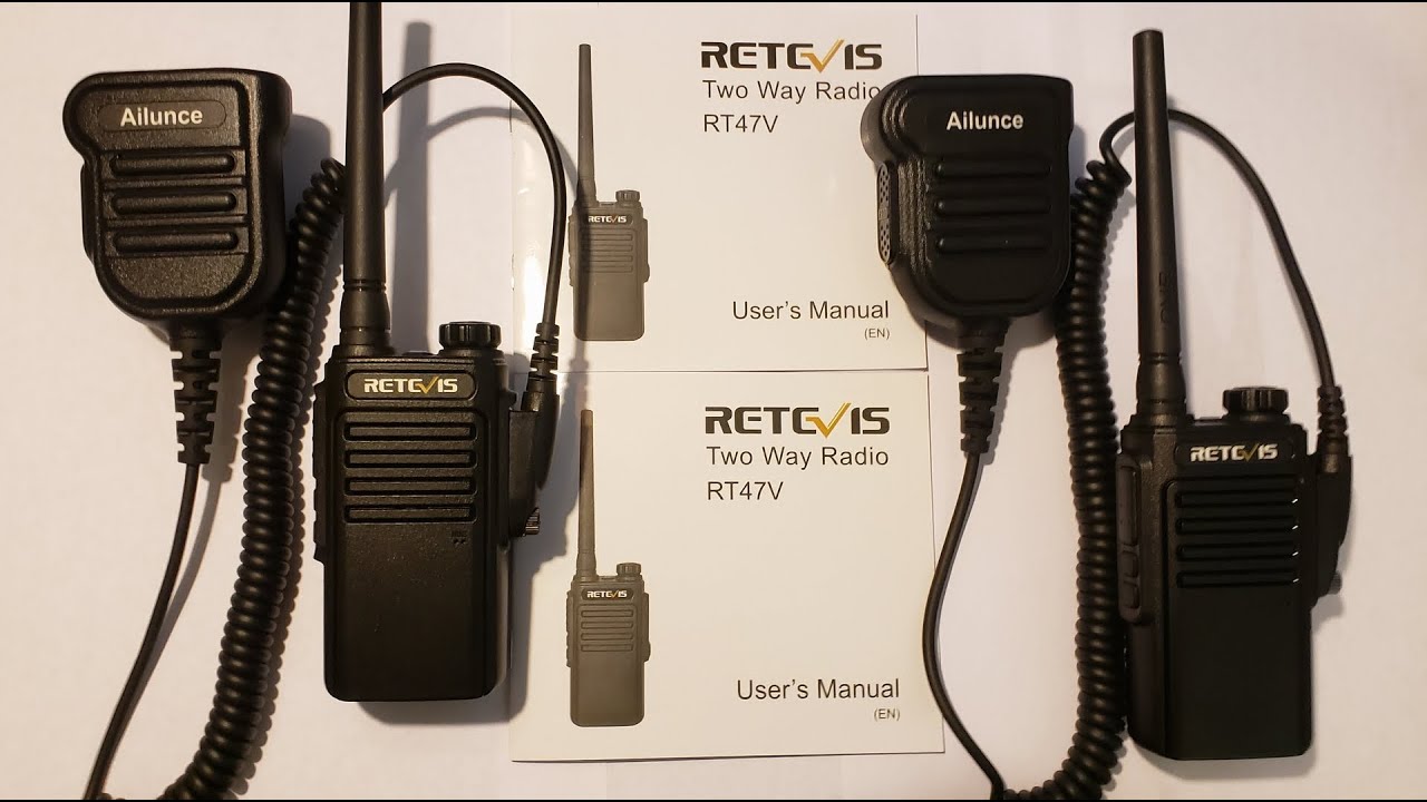 Retevis RT47V 2 watt Murs 2-way Radios with Hand Mic + charging dock.