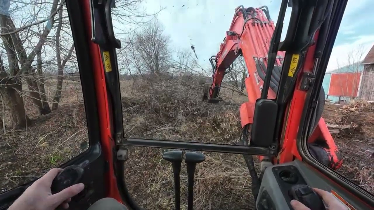KX 080-3 cleaning up some more trees