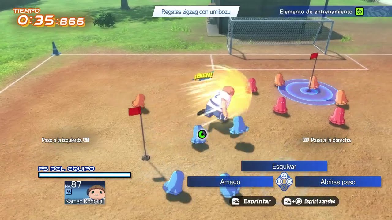 Inazuma Eleven Victory Road - Metodo facil del Entrenamiento Regate zigzag con umibozu