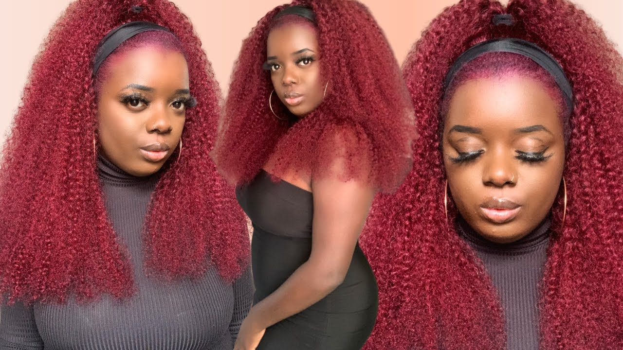 BOMB BURGUNDY HEADBAND WIG! 🔥HOW TO DYE ROOTS WITH SPRAY COLOR IN 5 MINUTES! ft. Asteria Hair
