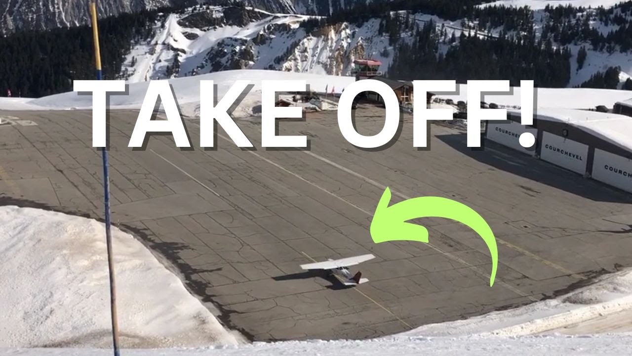 Courchevel Airport (LFLJ)  Plane TAKE OFF - Like a scene from James Bond