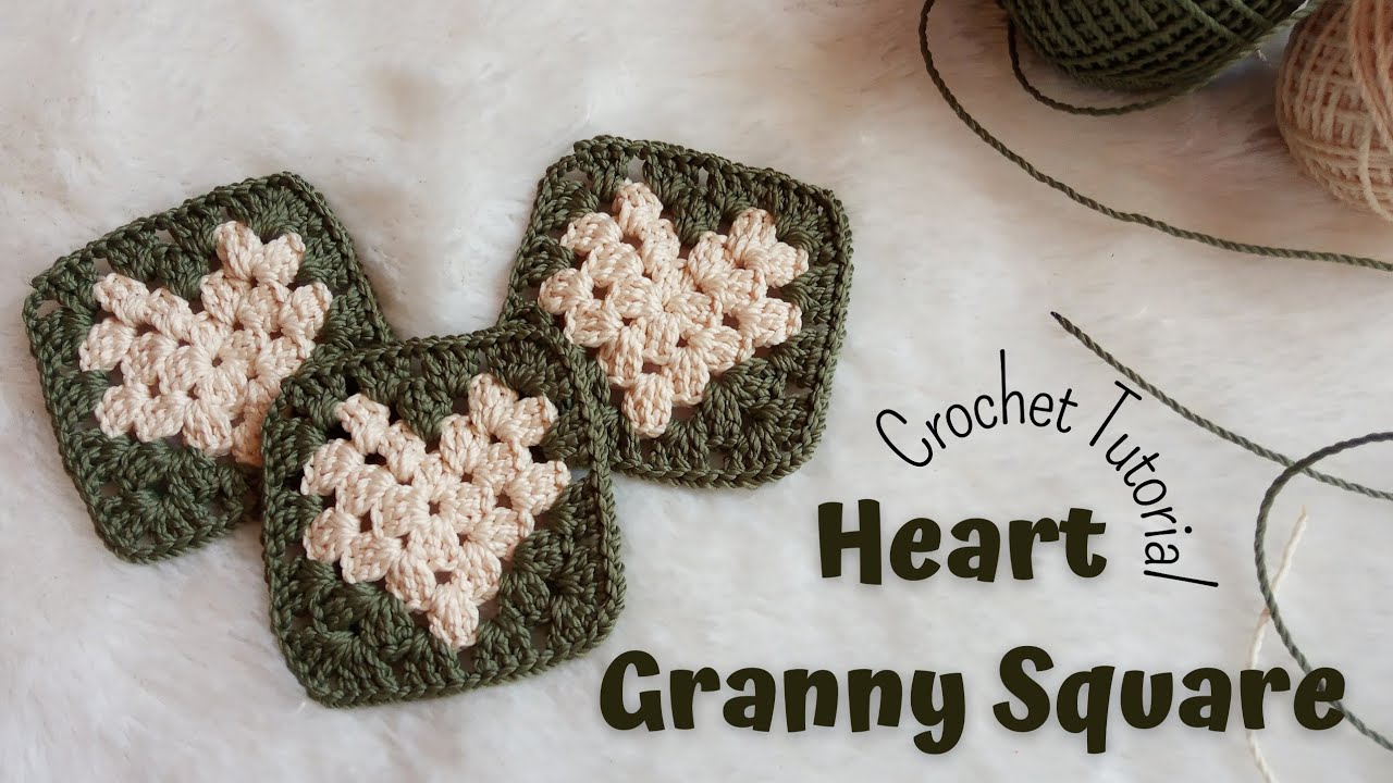 Tutorial Granny Square Motif Hati || Heart Granny Square Crochet Tutorial