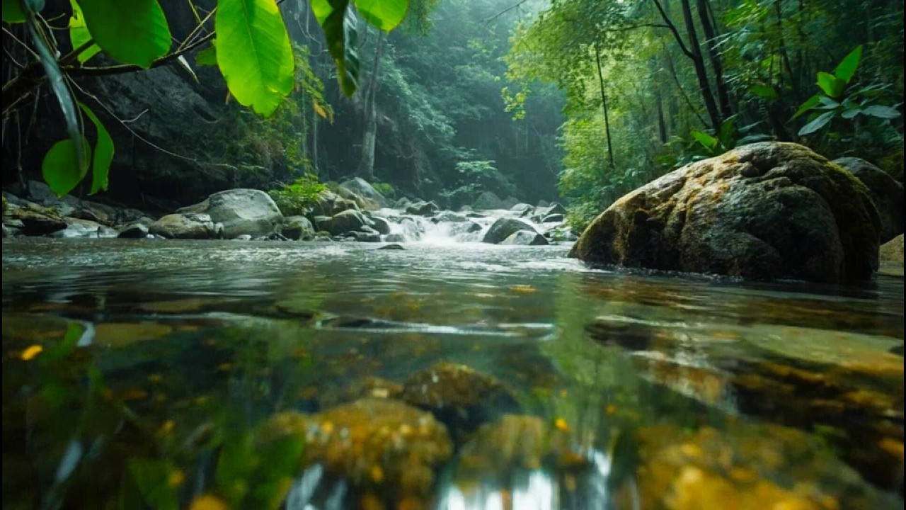 Crystal Clear River Sounds 🌿 Tropical Forest Stream for Sleep & Relaxation