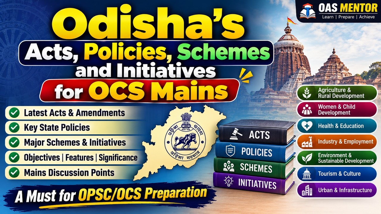 Odisha's Acts #policies# schemes and initiatives for OCS Mains#odisha #odisha govt schemes